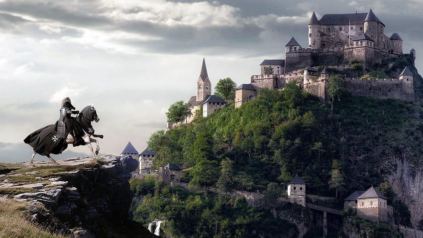 Knight Horses Castles Orta Çağ Fantezisi. Orta Çağ fantezisi, Fantastik şato, Şato, Karanlık Çağlar HD duvar kağıdı