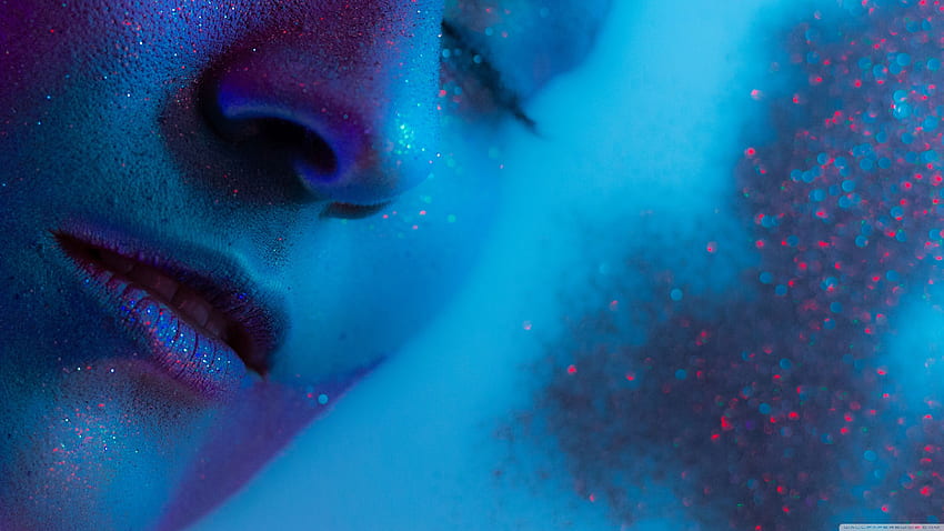Woman, Milk Bath, Blue Neon Light, Glitter ❤, Blue Neon Girl HD wallpaper