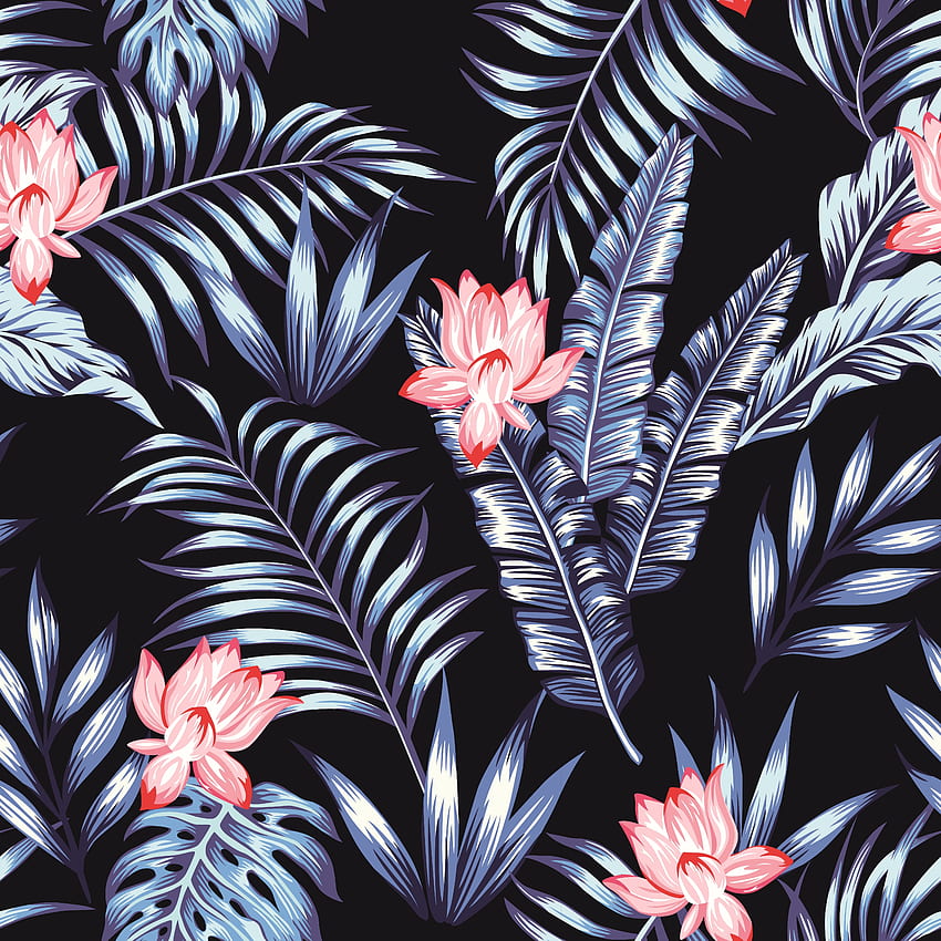 Vector art, leaves & pink flowers, art HD phone wallpaper