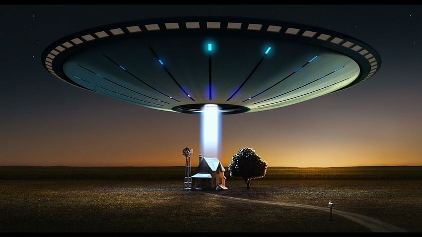 Tło UFO 3D. Ruchome UFO, Telewizja UFO i UFO, Obcy statek kosmiczny 3D Tapeta HD