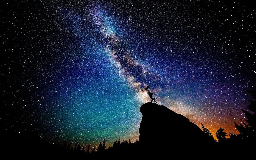 nebula cliff silhouette the lion king stars night milky way nature landscape disney manipulation . Cool for me! HD wallpaper
