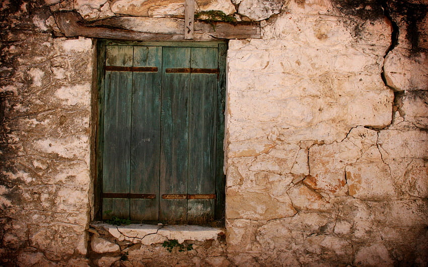 窓、石、壁、ドア 高画質の壁紙