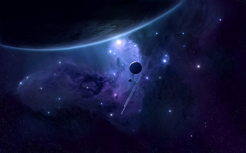 Universe, Stars, Planet, Satellite, Abyss HD wallpaper
