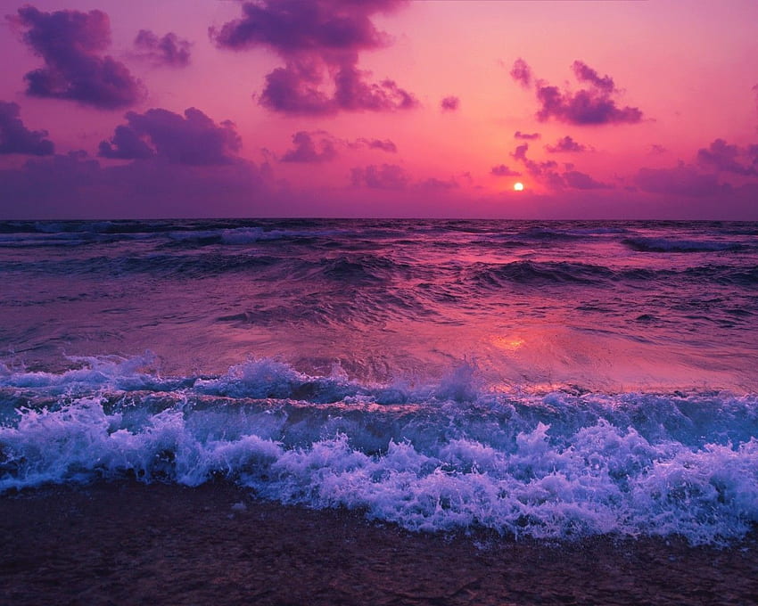 Ocean, Sunset, Waves, Foam, Beach, 1280X1024 Beach HD wallpaper