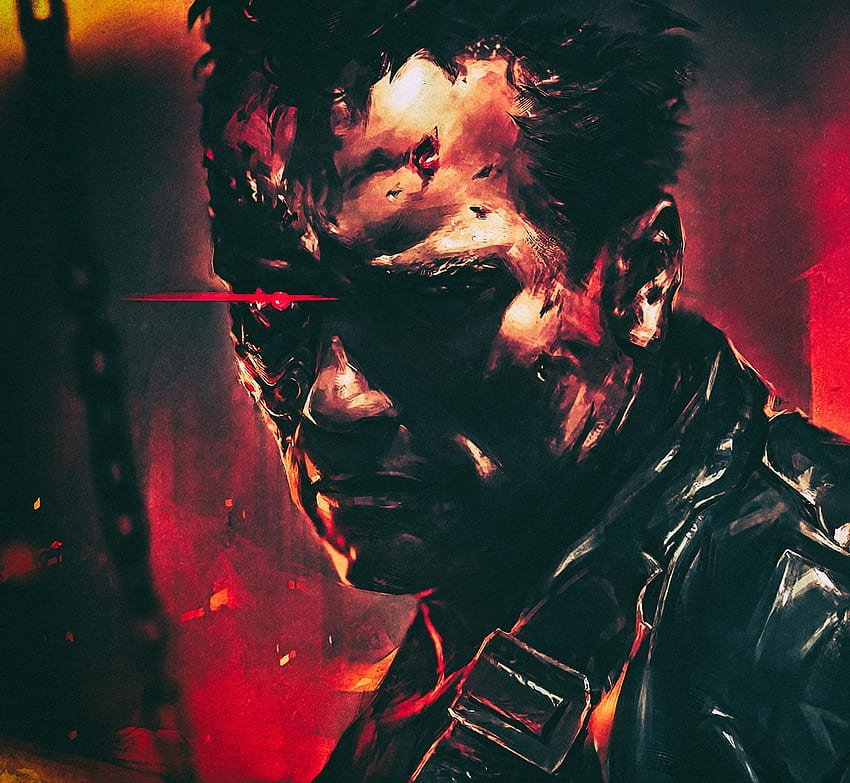 Terminator 2, T-800, cyborg, Arnold Schwarzenegger, film, seni Wallpaper HD