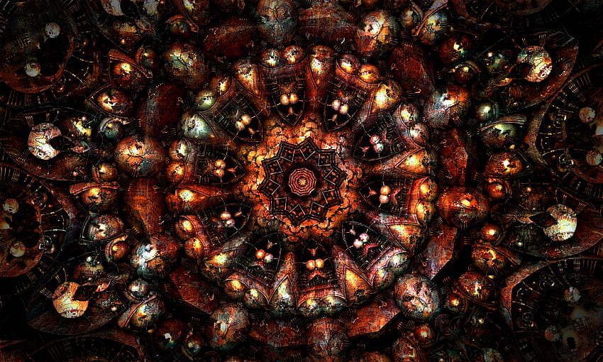 Abstract, Pattern, Brown, Fractal, Mandala HD wallpaper