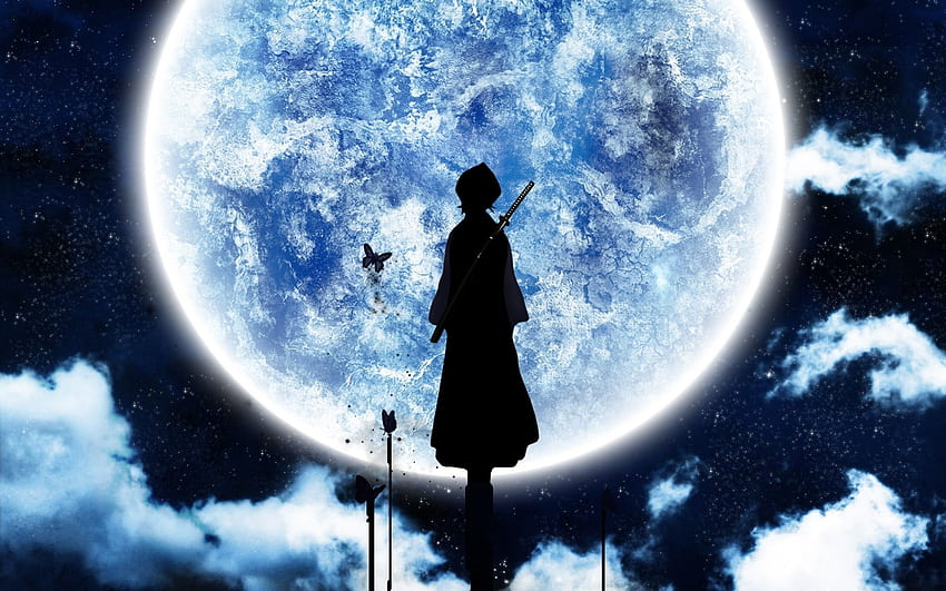 Bleach, Moonlight, Moon, Silhouette, Anime / HD wallpaper