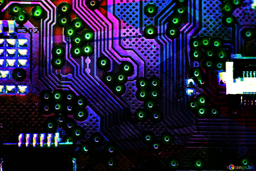 라이선스 스톡 Fx №207185, 녹색 회로 기판에 의해 CC의 진한 파란색 인쇄 회로 기판 마더보드 컴퓨터 칩 HD 월페이퍼