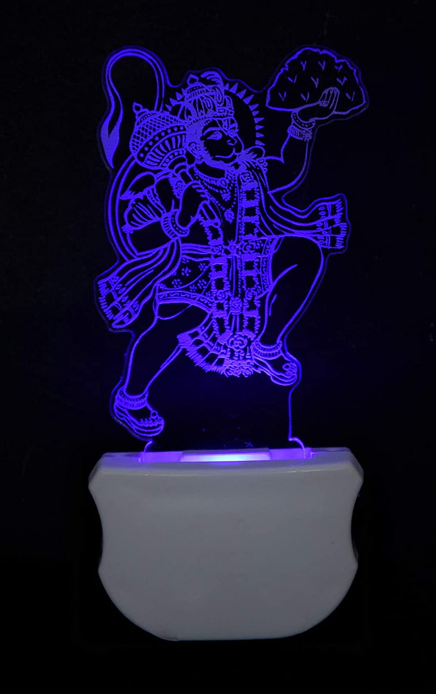 Kup lampkę nocną G Gojeeva The Lord Hanuman 3D Illusion z 7 wielokolorowymi i trójwymiarowymi wzorami iluzji, odpowiednimi do pokoju, salonu, holu przez Internet po niskich cenach w Indiach Tapeta na telefon HD
