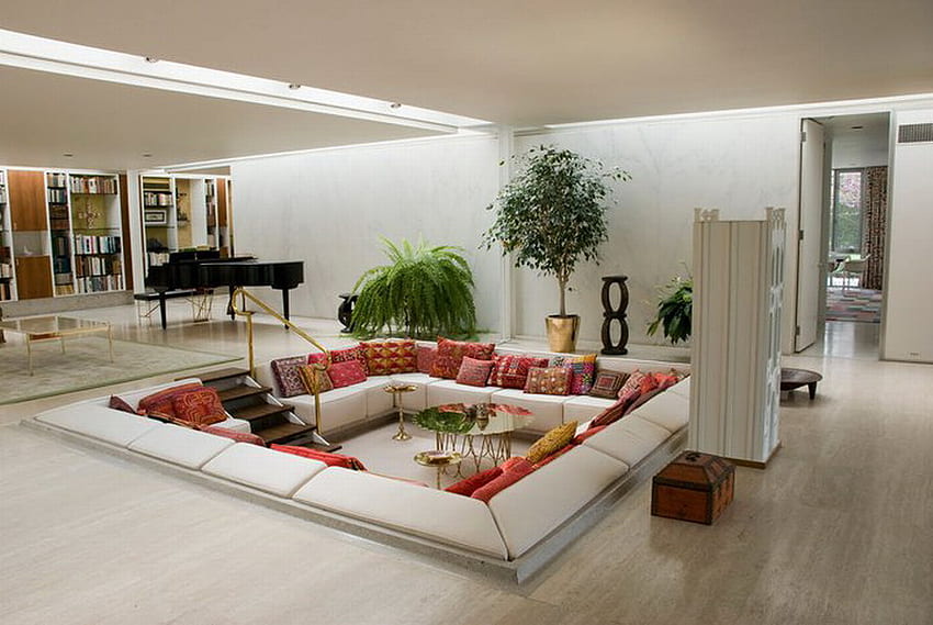 SUNKEN LOUNGE ROOM, lounge, sofa, cekung, kamar Wallpaper HD
