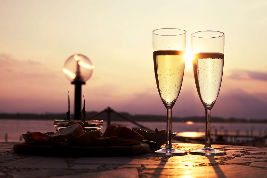 champagne, date, drink, glasses, romance, romantic, sparkling wine, Champange HD wallpaper
