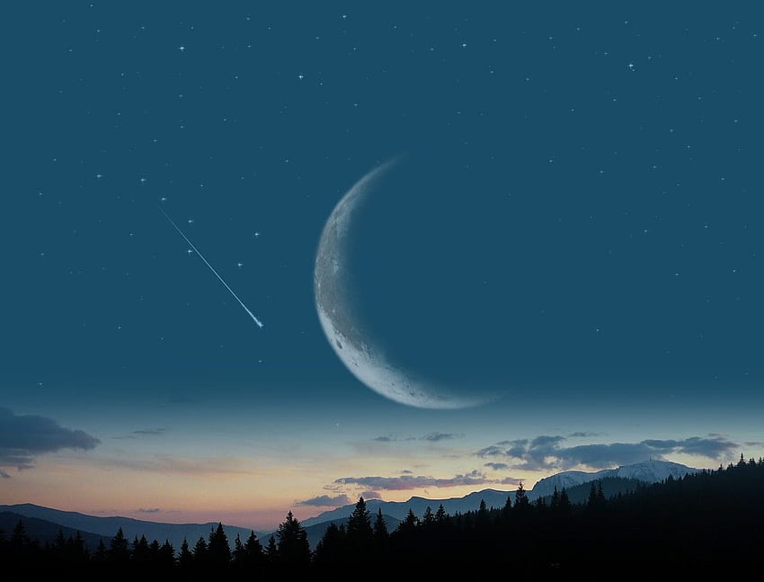 New Crescent Moon • dodskypict, Stars and Moons HD wallpaper