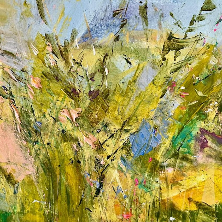 Natalie Bird - Natalie Bird, Spring Hedgerow, Original Abstract Expressionist Landscape Art at 1stDibs, Painting Abstract Spring HD phone wallpaper