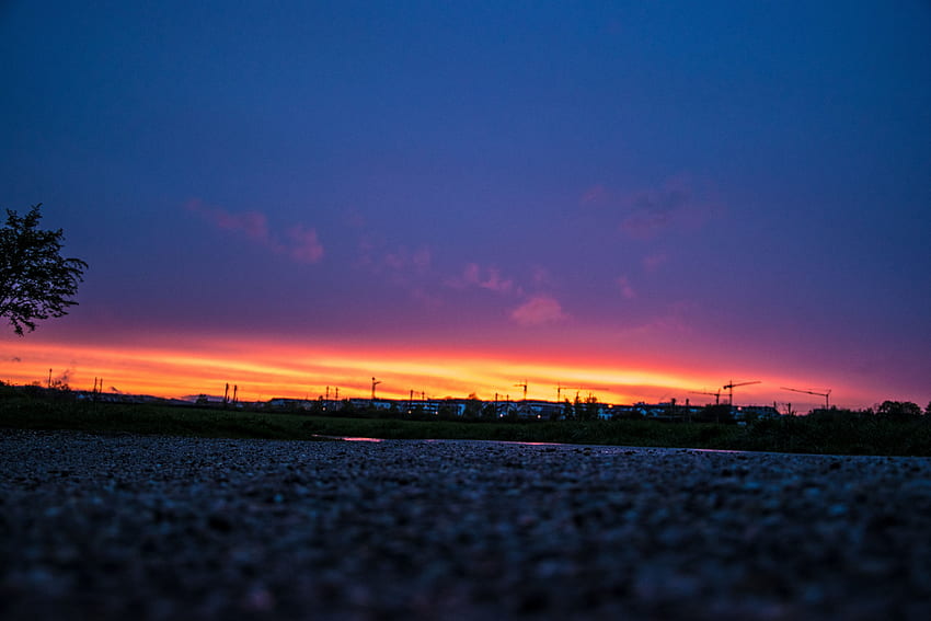Nature, Sunset, Sky, Night, Road HD wallpaper