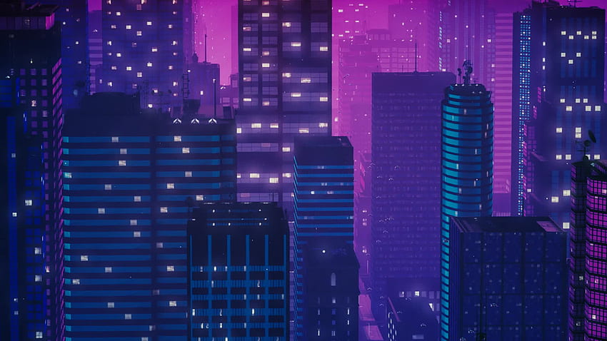 Synthwave City Animation Loop – Creative Commons GIF HD тапет