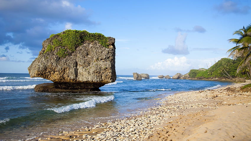Praia de Barbados, mar, oceanos, areia, praias, lindas, barbados, nuvens, natureza, céu papel de parede HD