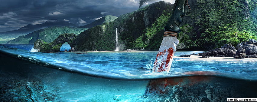Игра Far Cry 3 - кървав нож, Far Cry 3 Island HD тапет