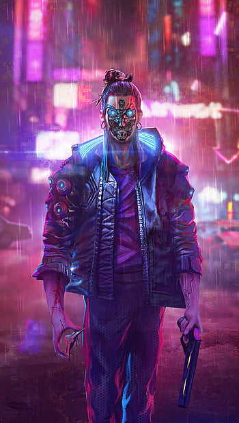 Download wallpaper 1920x1080 game art, cyberpunk 207, video game, man with  gun, full hd, hdtv, fhd, 1080p wallpaper, 1920x1080 hd background, 26005