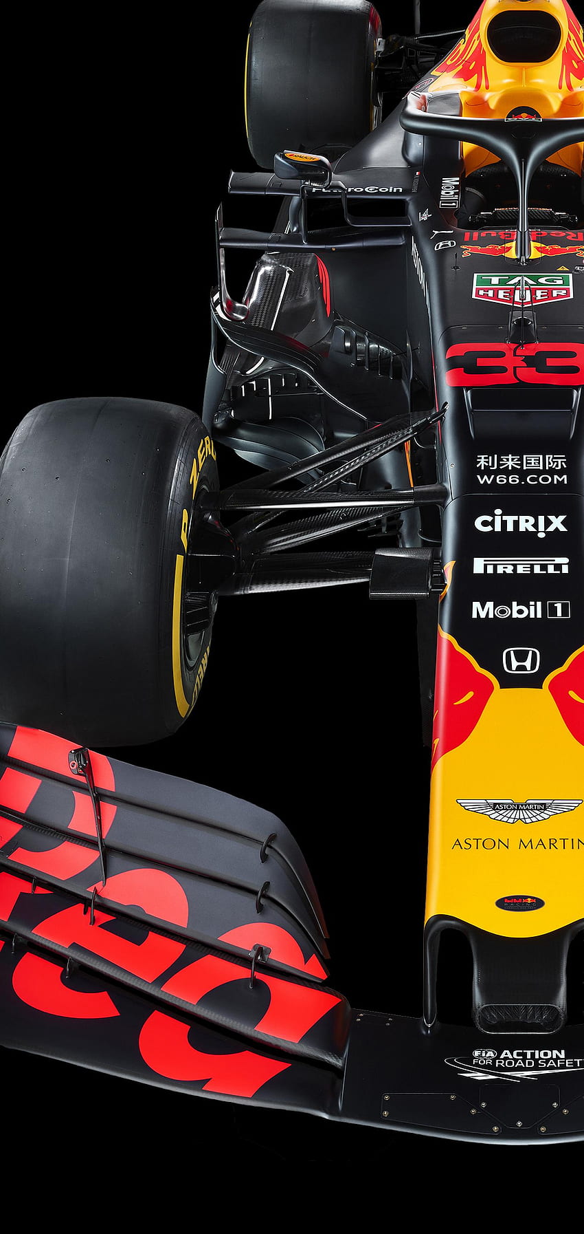 F1 Redbull holepunch (black background), Red Bull Racing F1 HD phone wallpaper
