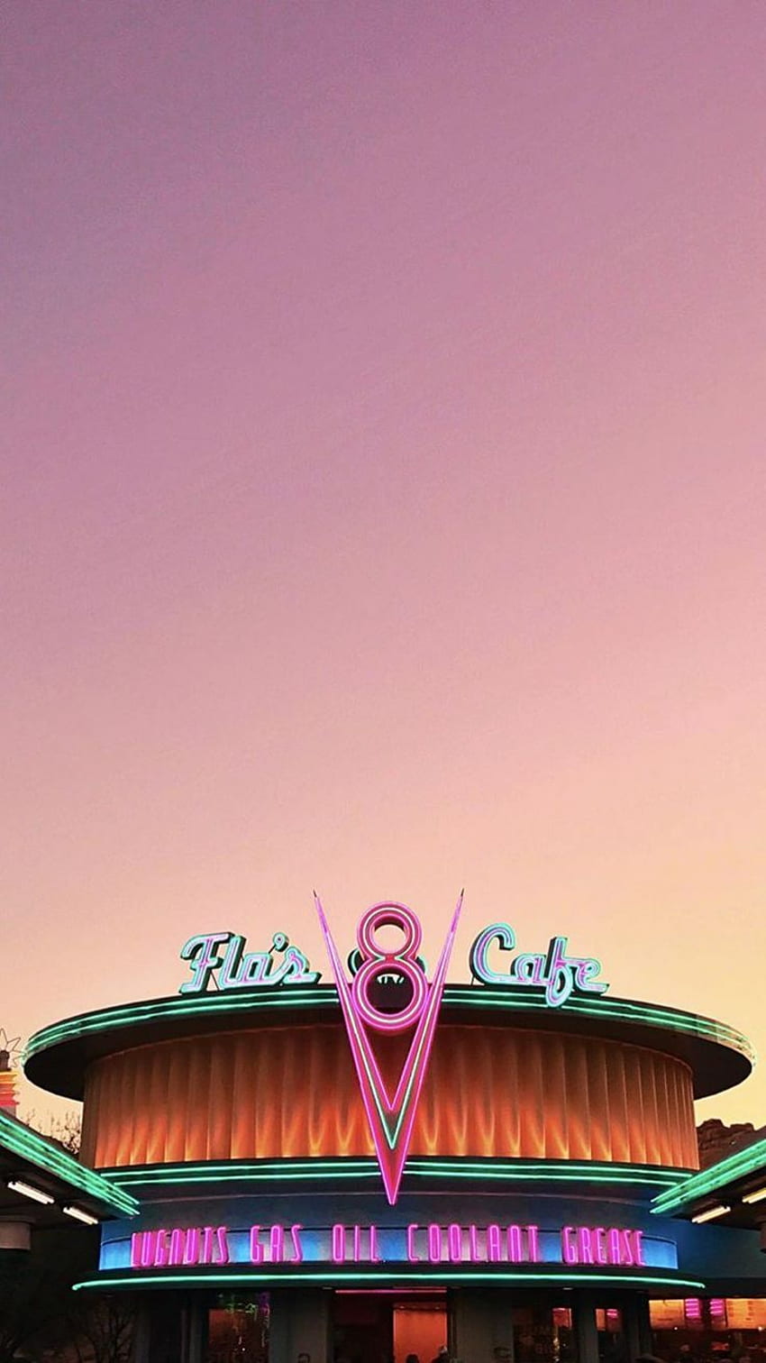 Flo's V8 Cafe w Radiator Springs w Disneylandzie Tapeta na telefon HD