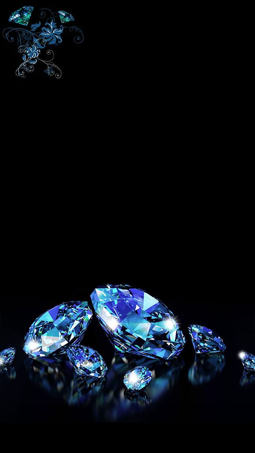 .아티스트 알 수 없음. 다이아몬드 아이폰, 블링, 다이아몬드, 블랙 및 블루 다이아몬드 HD 전화 배경 화면