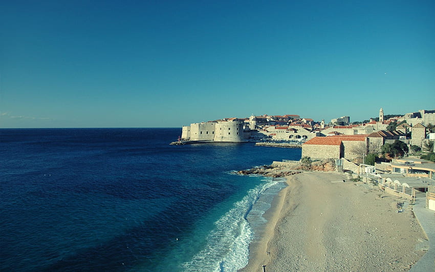 Banje beach, Dubrovnik, Croatia . Background HD wallpaper