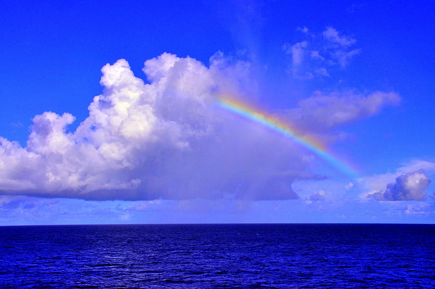虹の雲、海、虹、熱帯、海、雲 高画質の壁紙