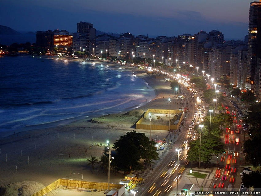 Rio De Janeiro, night, rio, ocean, beach HD wallpaper