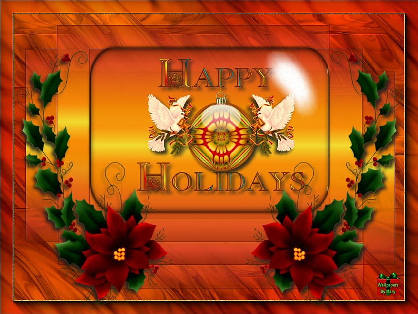 Urlaubsglück, Winter, Feiertage, Weihnachtsstern, Weihnachten, Ornamente, Tauben HD-Hintergrundbild