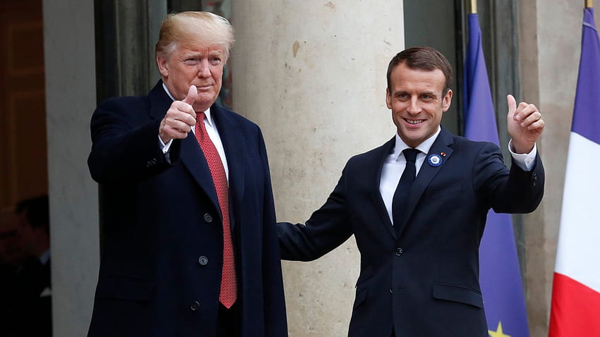 Il presidente Trump, il presidente francese Macron si rivolgono al tweet arrabbiato di Trump durante l'incontro, Emmanuel Macron Sfondo HD