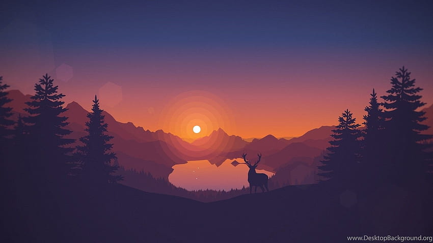 Deer Overlooking A Lake At Sunset HD wallpaper