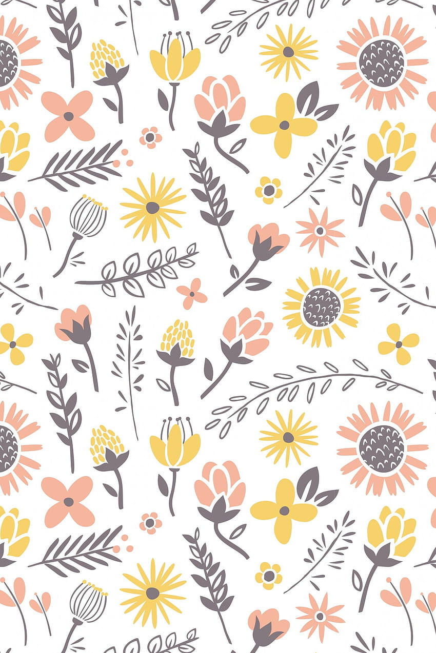 Tumblr clipart ramki ilustracje, żółty kwiatowy Tapeta na telefon HD