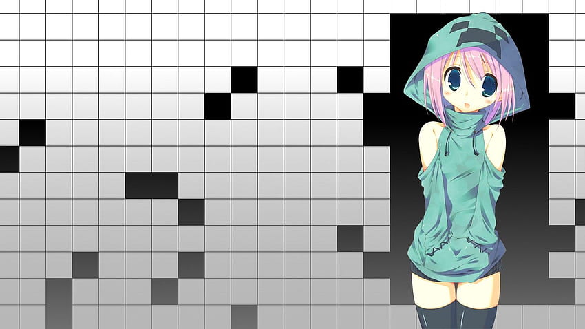 paha, tertinggi, mata biru, rambut merah muda, gadis anime, Minecraft, Cute Girl Minecraft Wallpaper HD