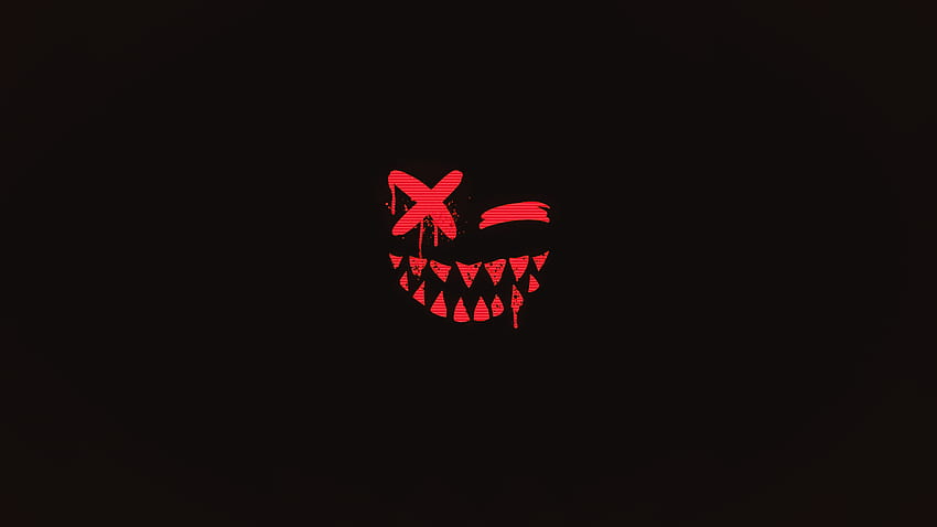Scary Face Demon Minimalism Smile Dark Tooth Closed Eyes - Resolution: HD wallpaper