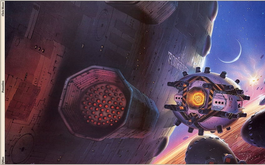 Weltraum futuristische Retro-Konzeptkunst-Science-Fiction-Zeichnungen Abstraktes Raumschiff. HD-Hintergrundbild