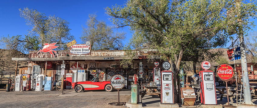 ガソリンスタンド、ルート 66、アリゾナ州 ❤ 高画質の壁紙