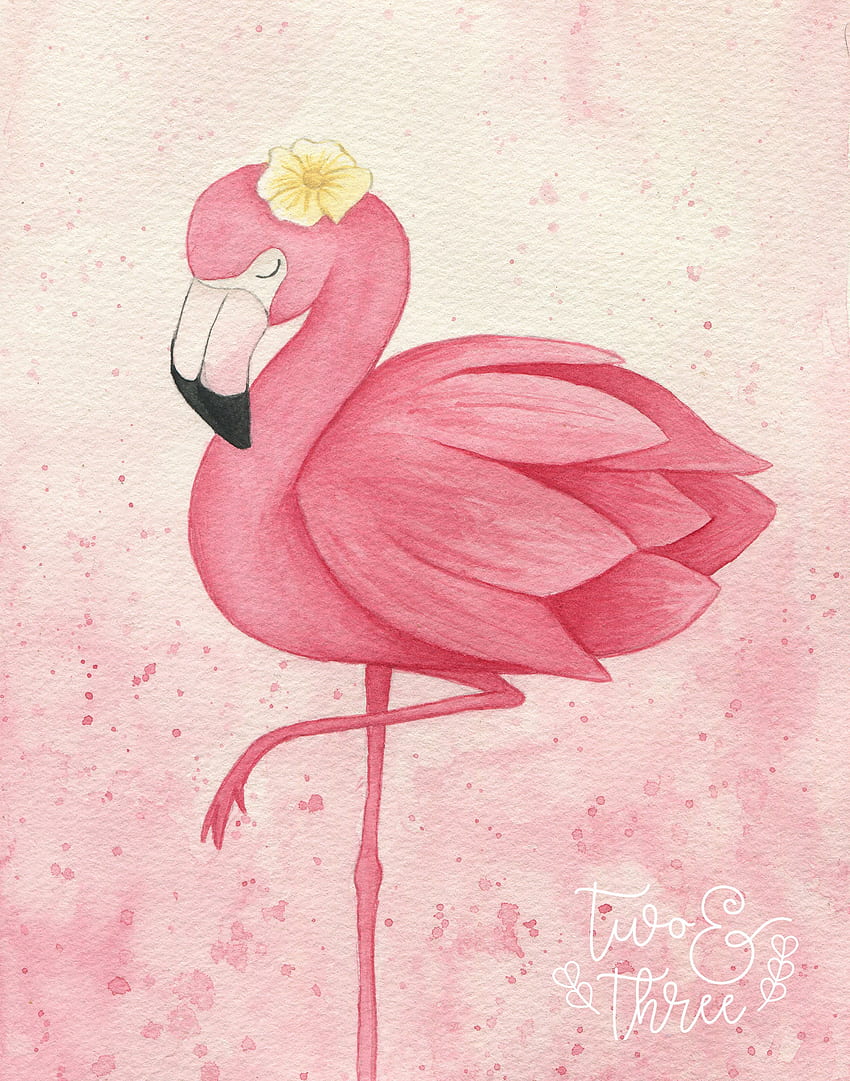 Druk artystyczny dla dzieci, żłobek, flaming akwarela. Sztuka Flamingo, ilustracja Flamingo, malarstwo Flamingo, akwarela Flamingo Tapeta na telefon HD