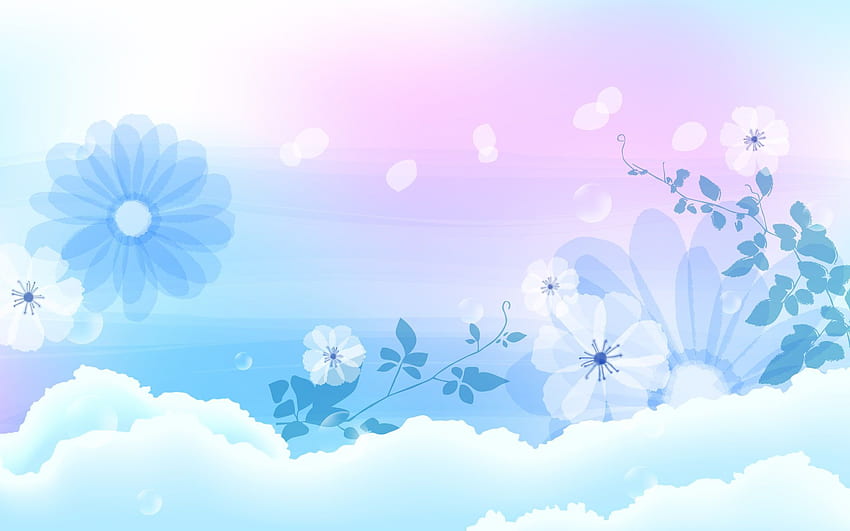 Light Blue Flowers and White Background, Displaying a Pure and Clean World, Without An. Blue flower , Blue background , Blue flowers background HD wallpaper