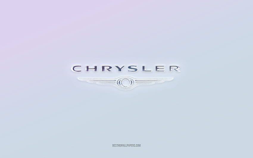 Chrysler logo, cut out 3d text, white background, Chrysler 3d logo, Chrysler emblem, Chrysler, embossed logo, Chrysler 3d emblem HD wallpaper