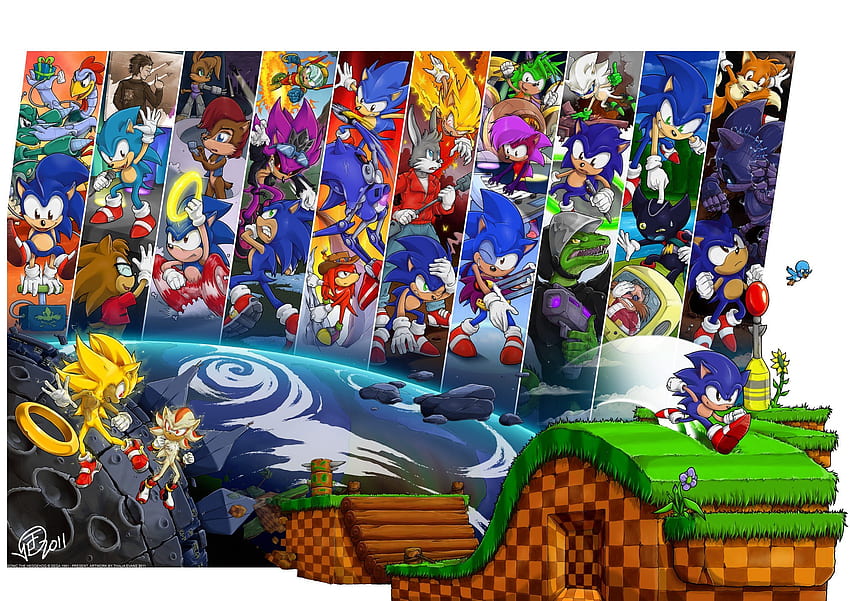 illustration, Sonic the Hedgehog, Toy, Sonic, play, Tails character, Shadow the Hedgehog, Knuckles, Metal Sonic, games, screenshot. Mocah HD wallpaper