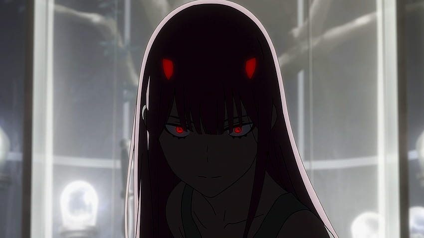 Dark, red eyes, zero two, anime girl HD wallpaper