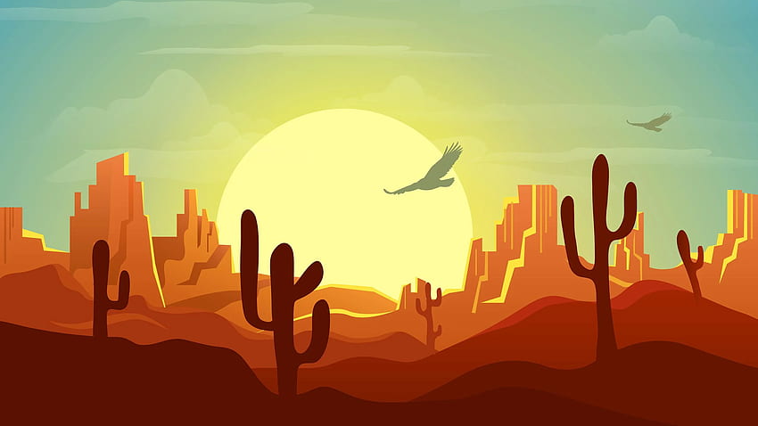 2560 × 1440 Desierto minimalista - Dist, Cactus minimalista fondo de pantalla