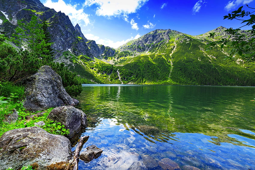 serenidad, espejo, tatras, hermoso, tranquilo, montaña, lago, reflejo, cielo fondo de pantalla