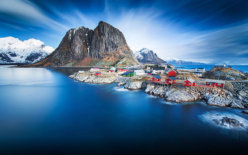 Hamnoy In Blue Norway Lofoten Hd Wallpapers For Desktop Wallpapers13com