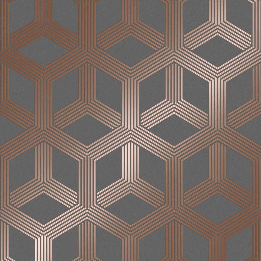 I Love Hexa Geometric Charcoal, Rose Gold - da I Love UK Papel de parede de celular HD