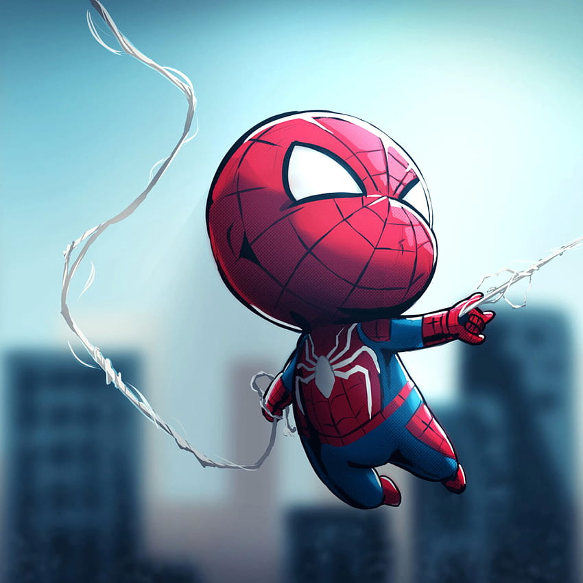 Chibi Spiderman iPad Pro Retina Display, lustiger Spiderman HD-Handy-Hintergrundbild