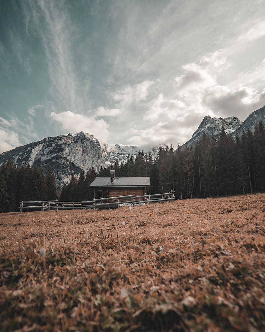 Italy, Nature, Mountains, Privacy, Seclusion, Small House, Lodge, Dolomites HD phone wallpaper