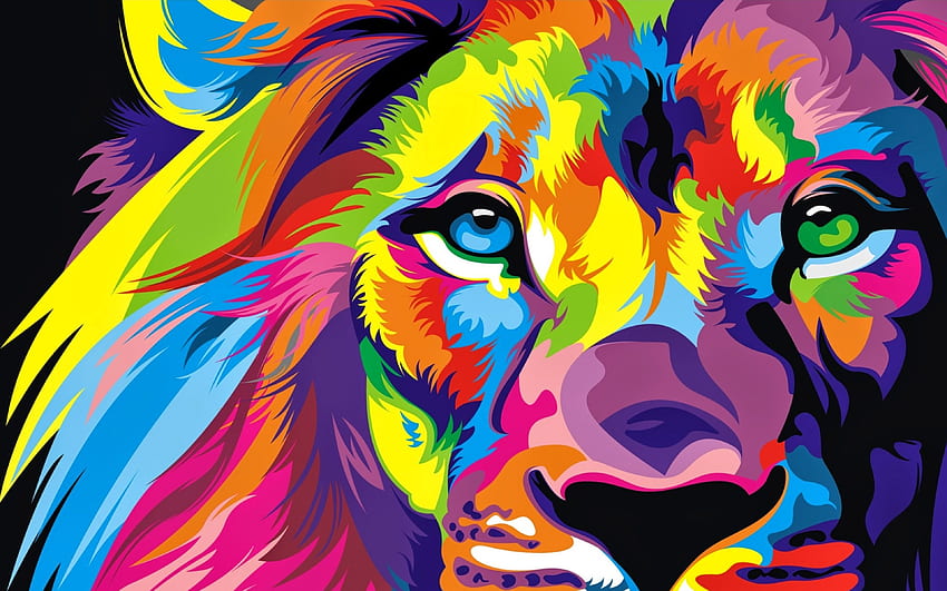 Lion Colorful Artwork, Dell XPS 15 HD wallpaper