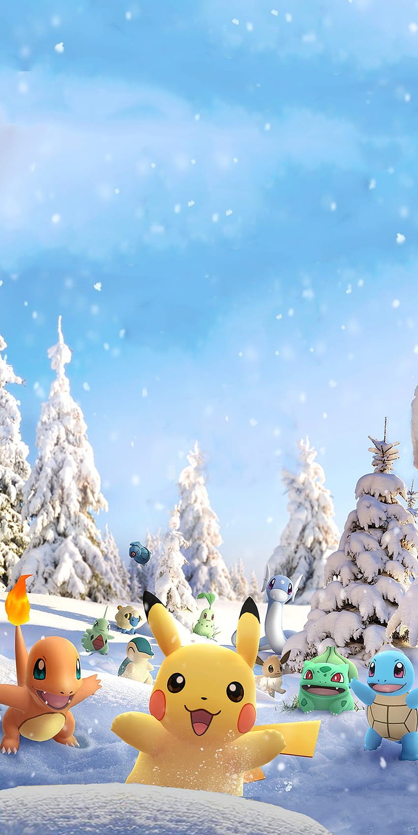 포켓몬 겨울, 크리스마스 포켓몬 HD 전화 배경 화면