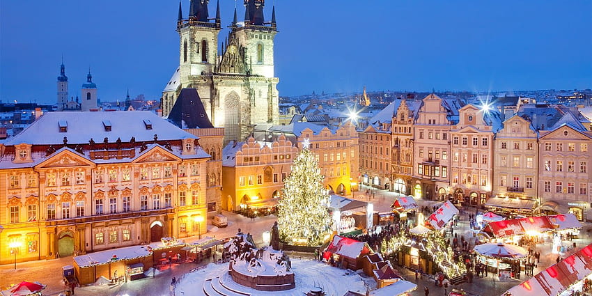 Christmas market in Prague, Czech. Top quality HD wallpaper